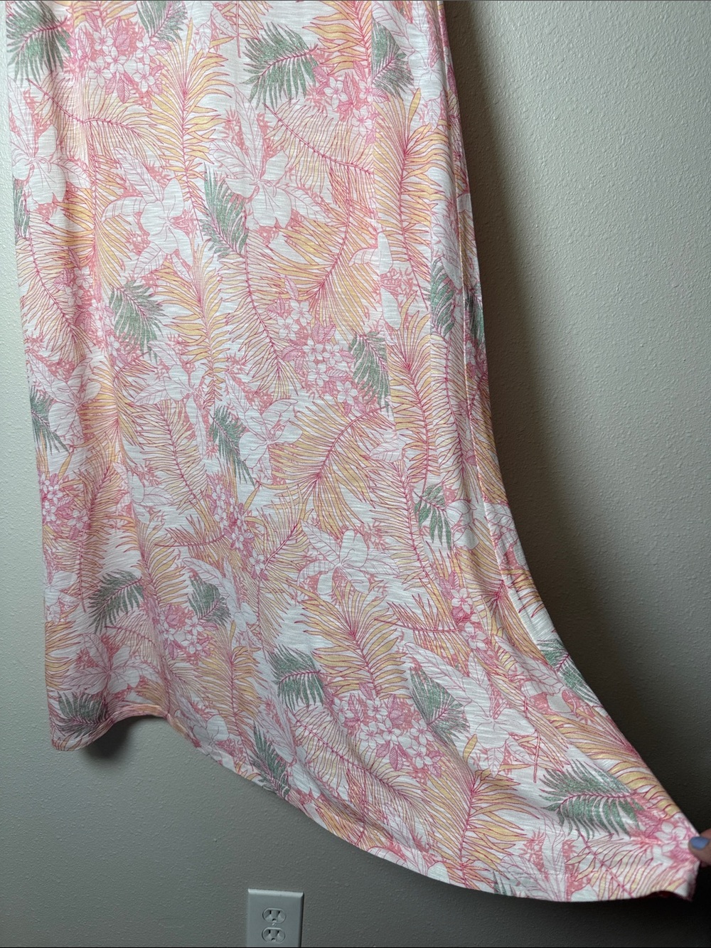 Tommy Bahama Maxi Skirt M Pink Tropical Floral Palm Print Rayon Lined Resort - Picture 7 of 13